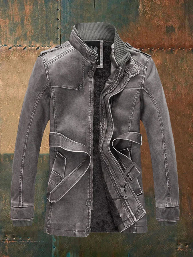 Japhet Herrenjacke: Umweltfreundliches Retro-Leder, Stehkragen