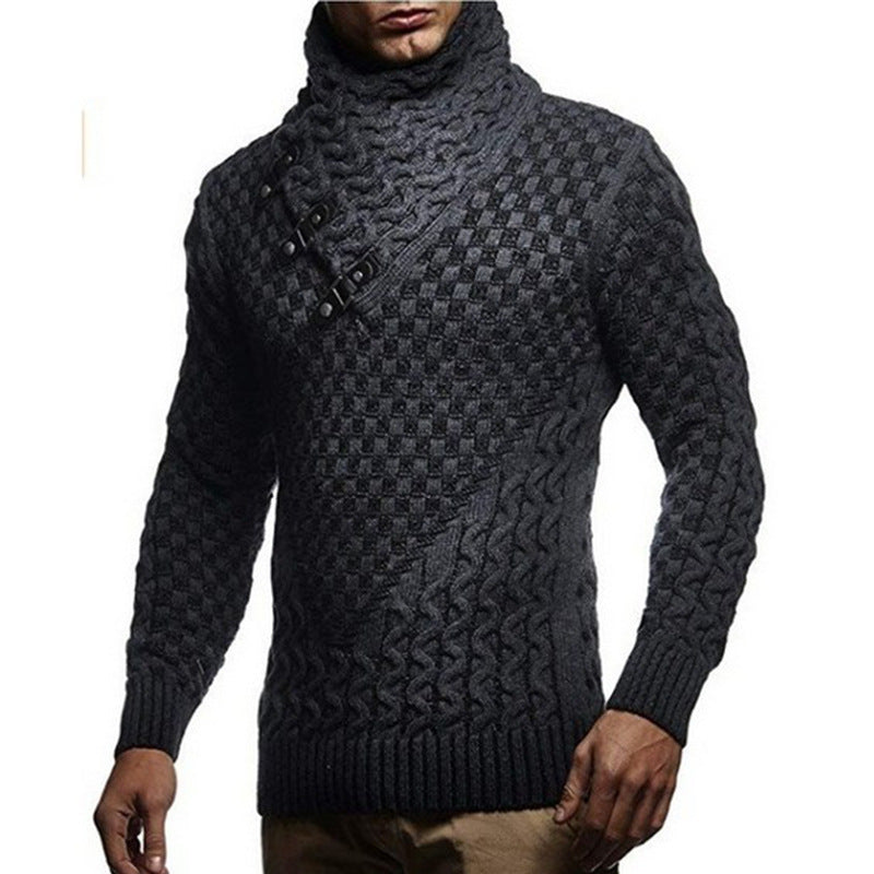 Herren Strickpullover mit innovativem Hohem Kragen und strukturiertem Muster ModeGeist