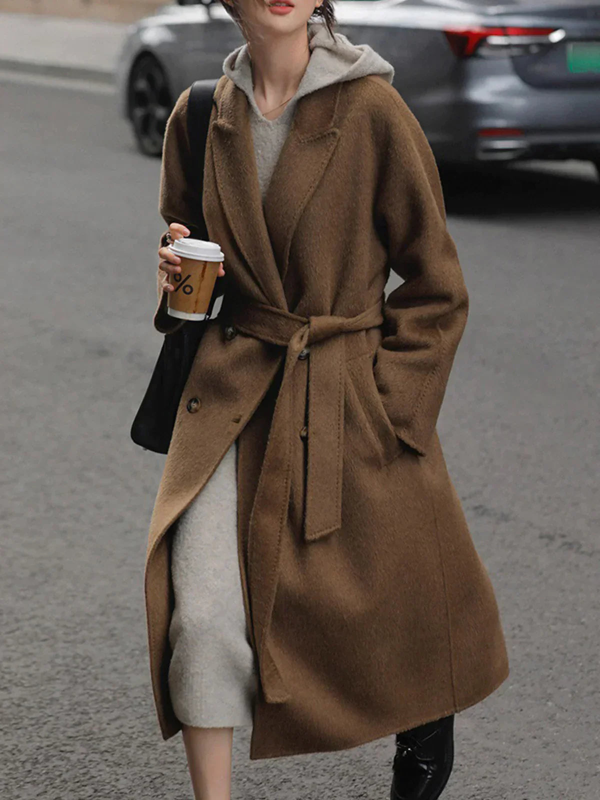 ModeGeist | Woll - Kapuzen - Strick - Midi - Kleid