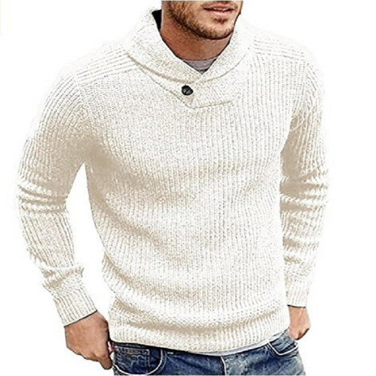 Herren Strickpullover mit Schalkragen und Knopfdetail ModeGeist