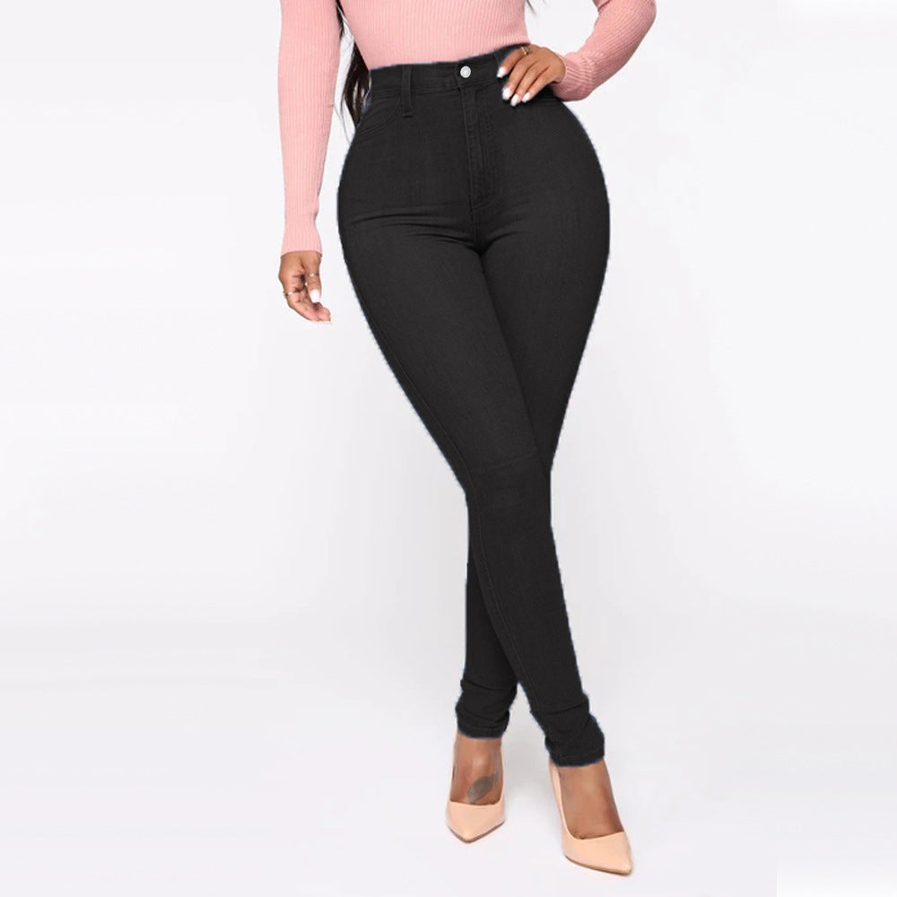 Damen Hoch geschnittene Skinny Jeans mit formenden Nähten ModeGeist