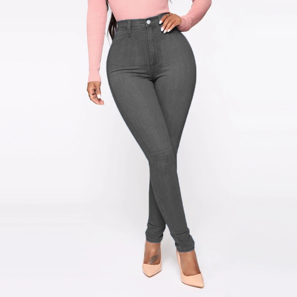 Damen Hoch geschnittene Skinny Jeans mit formenden Nähten ModeGeist