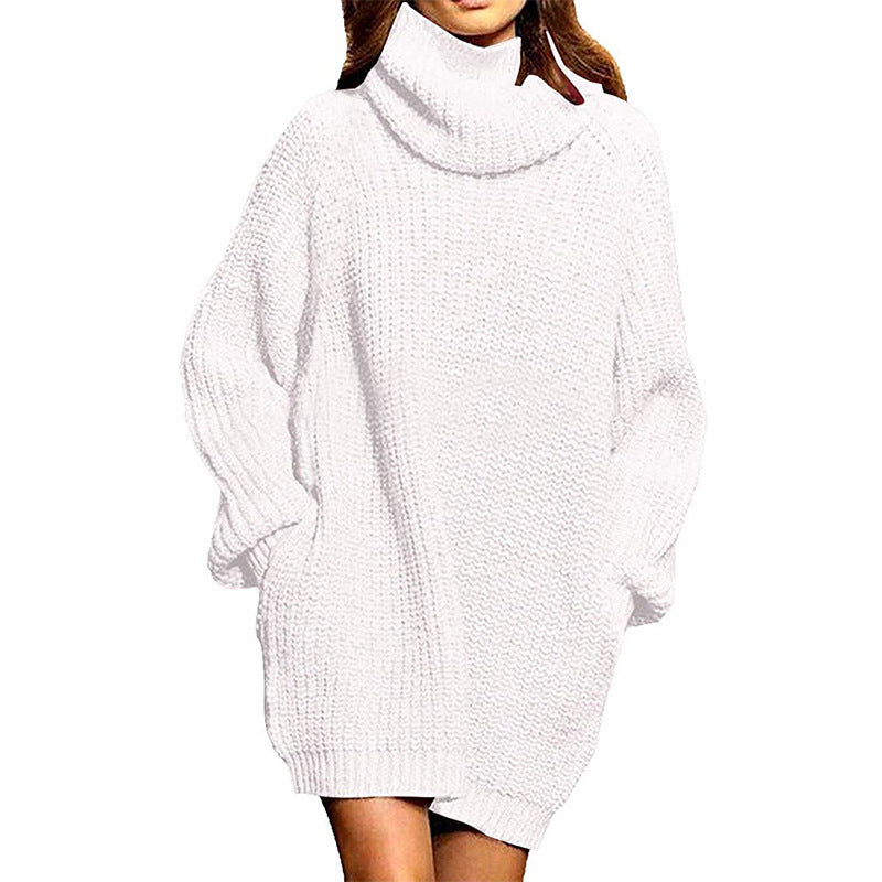 Damen Oversized Strickpullover mit hohem Kragen und lässigen Ärmeln ModeGeist