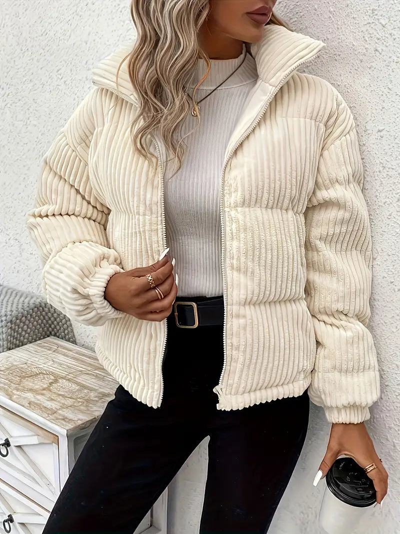 ModeGeist | Gerippte Pufferjacke mit Reißverschluss