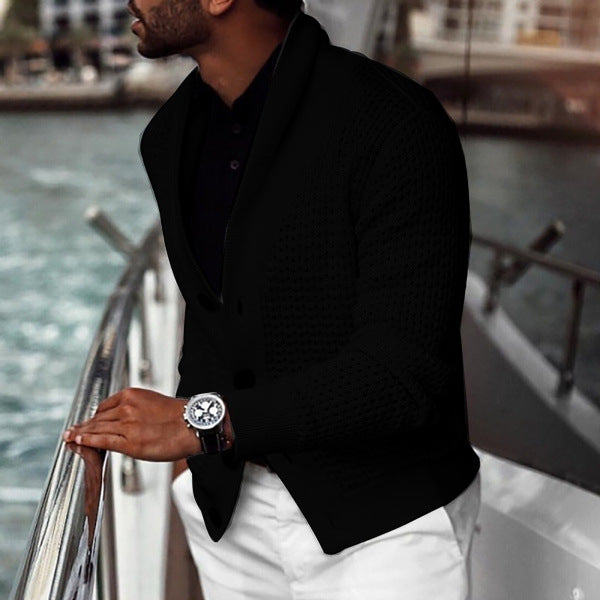 Herren Strickjacke mit strukturiertem Design und elegantem Schalkragen ModeGeist