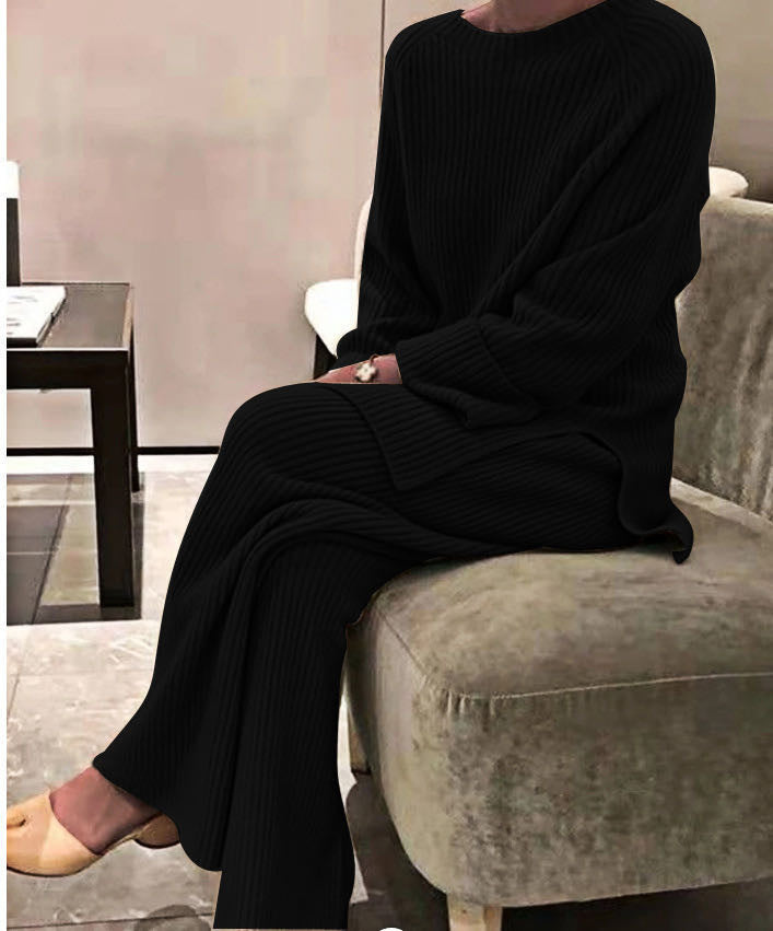Damen gemütlicher Strickanzug im modernen Rippdesign ModeGeist