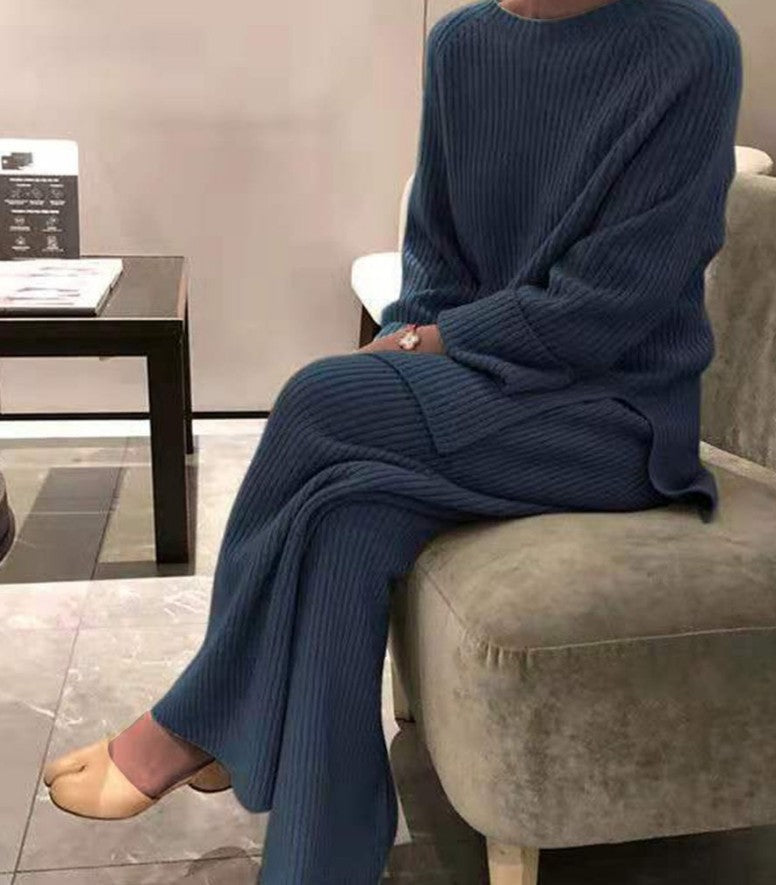Damen gemütlicher Strickanzug im modernen Rippdesign ModeGeist