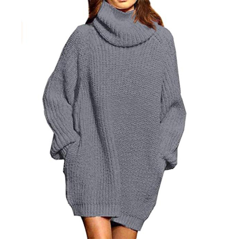 Damen Oversized Strickpullover mit hohem Kragen und lässigen Ärmeln ModeGeist