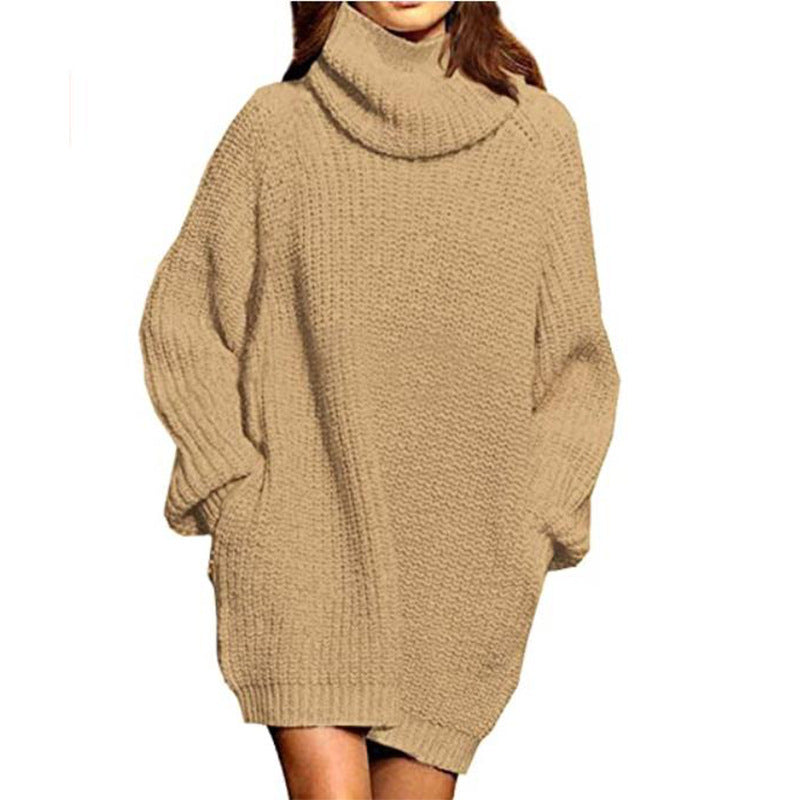 Damen Oversized Strickpullover mit hohem Kragen und lässigen Ärmeln ModeGeist