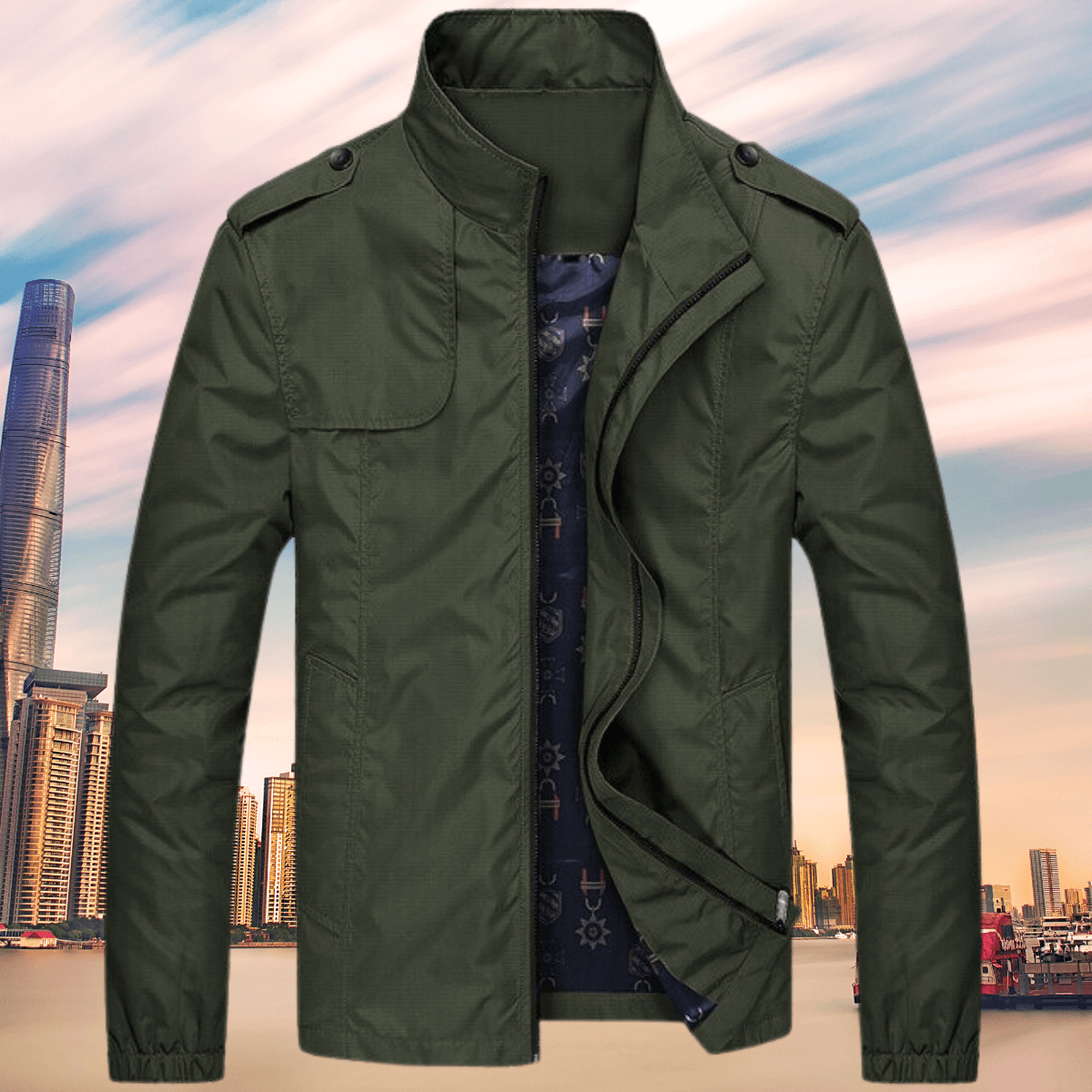 ModeGeist | Herren Herbst Freizeit Oxford Jacke mit Kragen