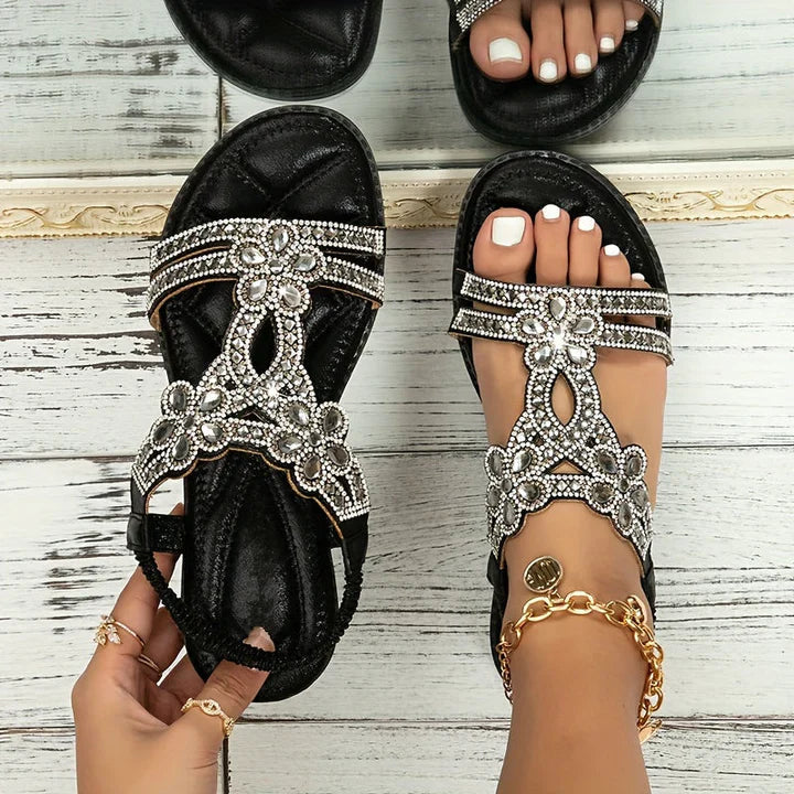 MODEGEIST Damen Boho Sandalen Gepolstert Beige Verstellbar Sommer