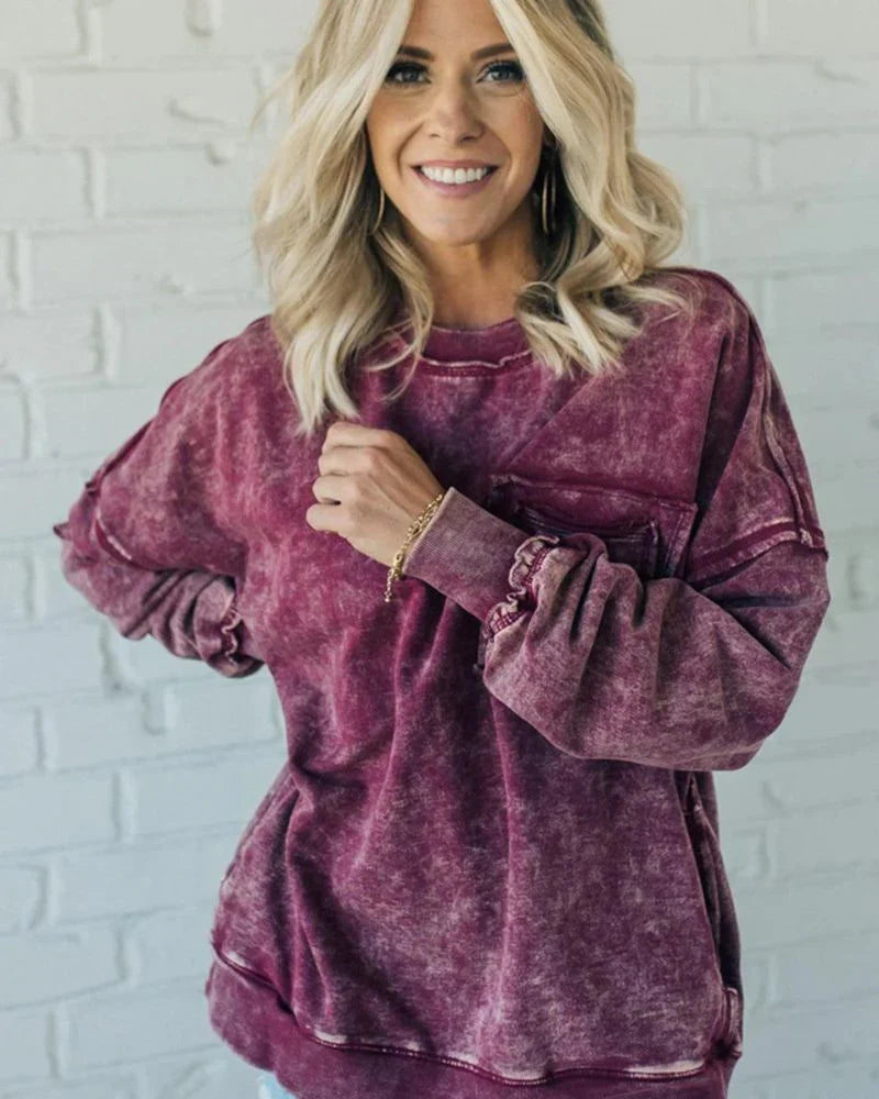 BIRGIT Oversized Pullover in Used Look