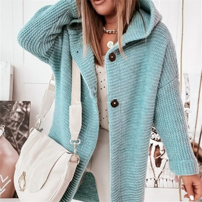 ModeGeist | Eleganter Damen Cardigan Mit Kapuze Kaschmir Look