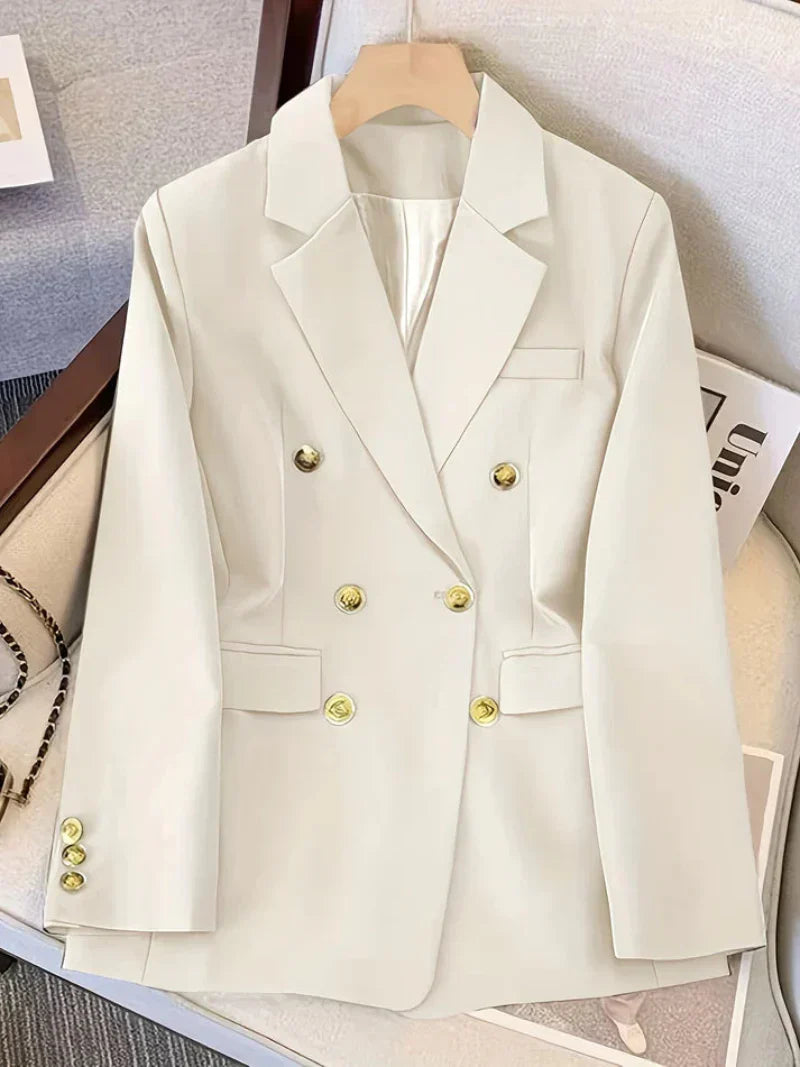 ModeGeist | Eleganter Slim Fit Damen Blazer Mit Goldenen Knöpfen