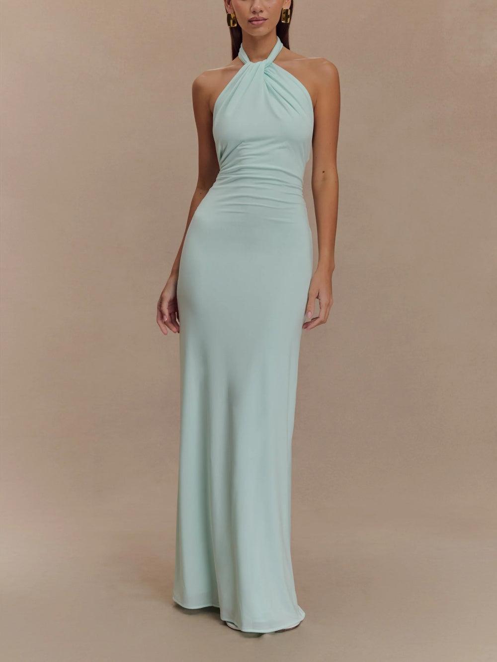 MODEGEIST Damen Neckholder Maxi-Kleid schwarz elegant
