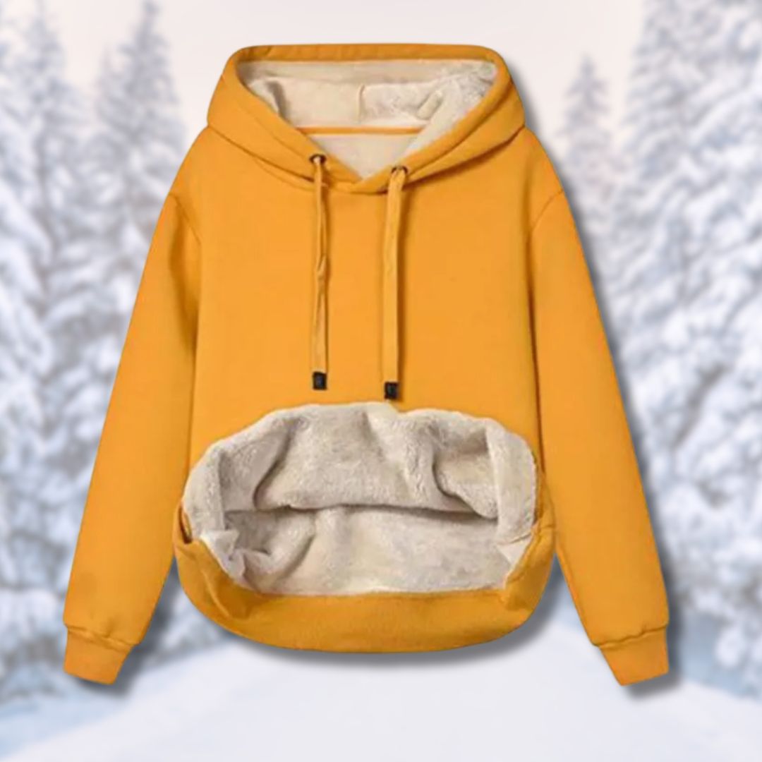 Fleece-Kapuzenpullover mit langen Ärmeln und Taschen von Fudus