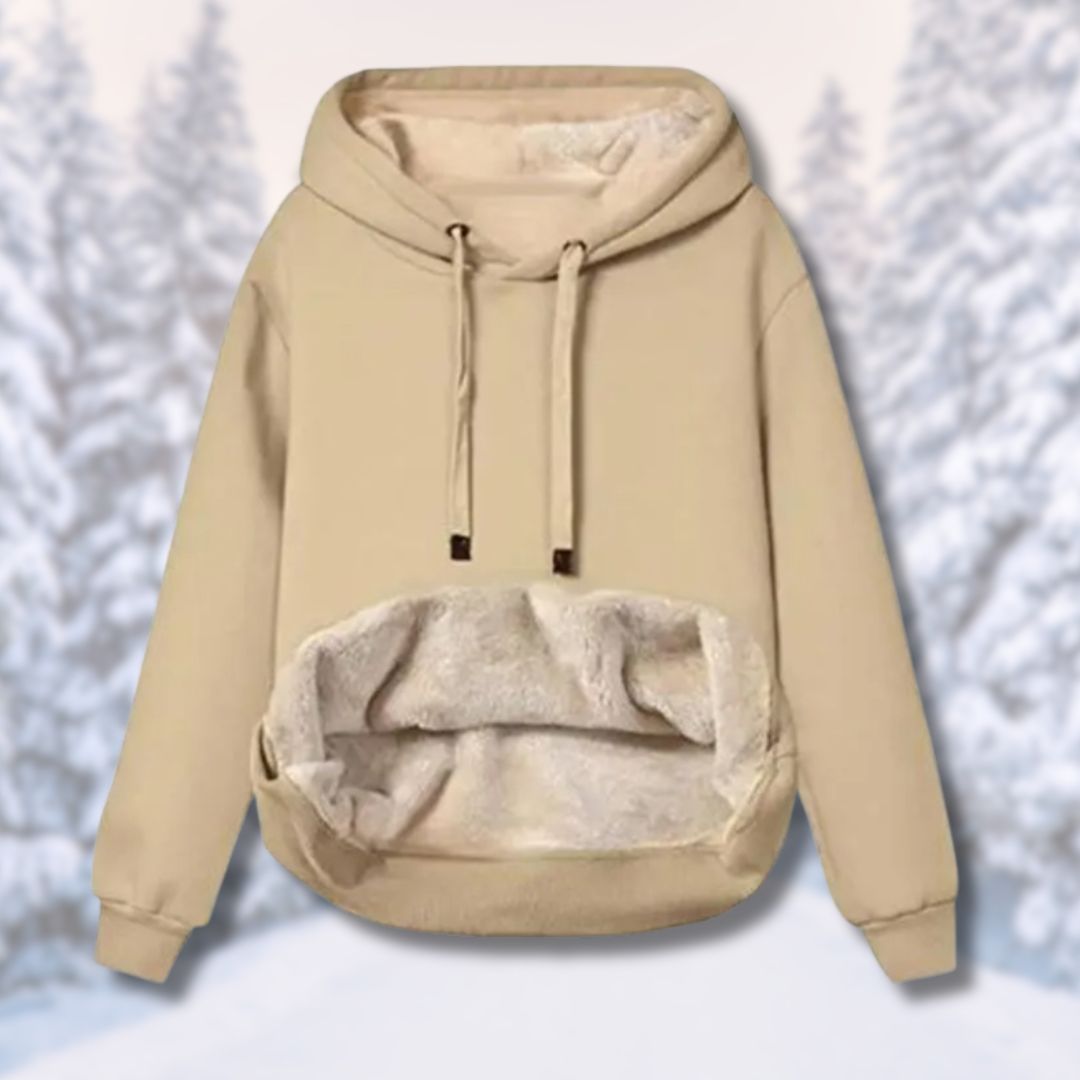 Fleece-Kapuzenpullover mit langen Ärmeln und Taschen von Fudus