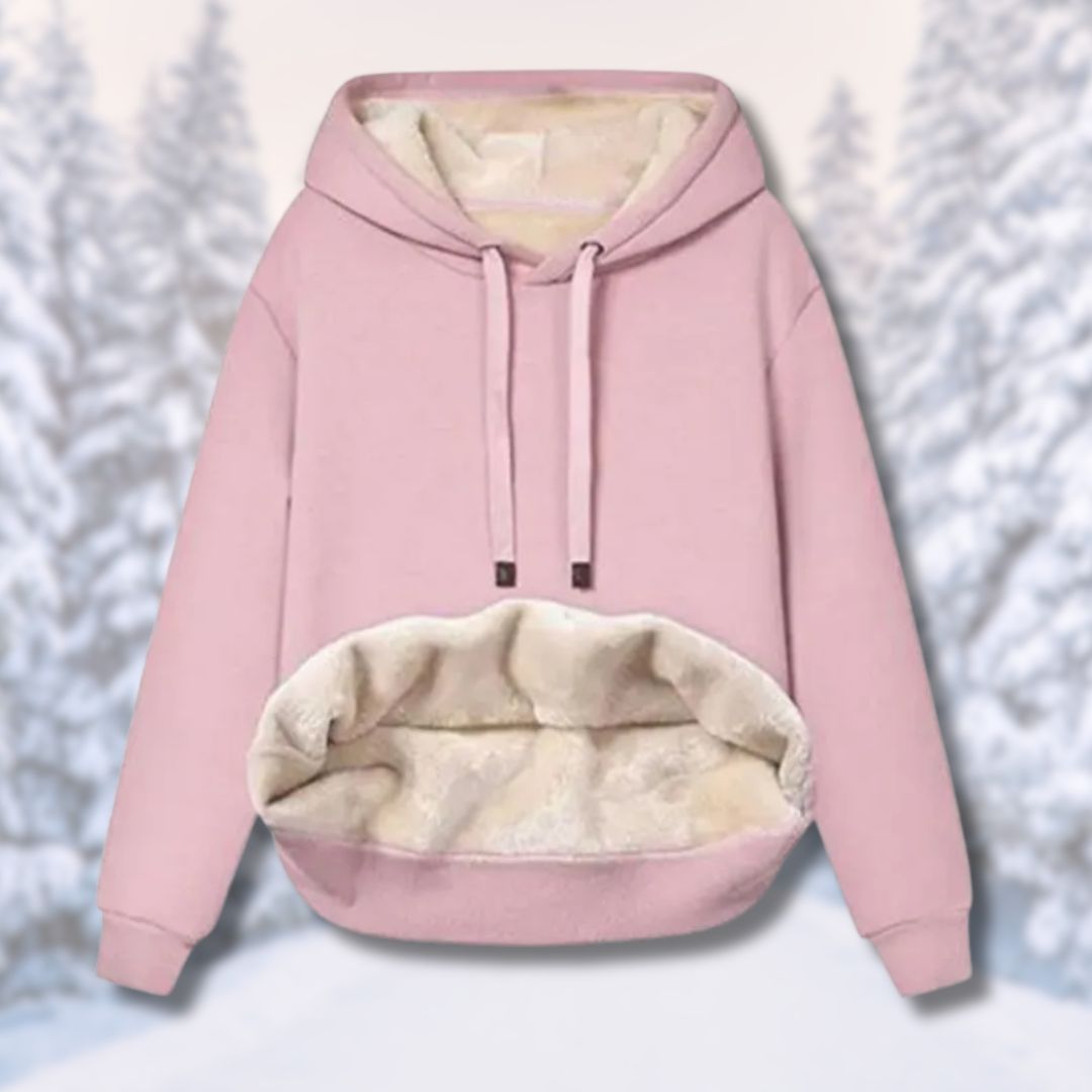 Fleece-Kapuzenpullover mit langen Ärmeln und Taschen von Fudus
