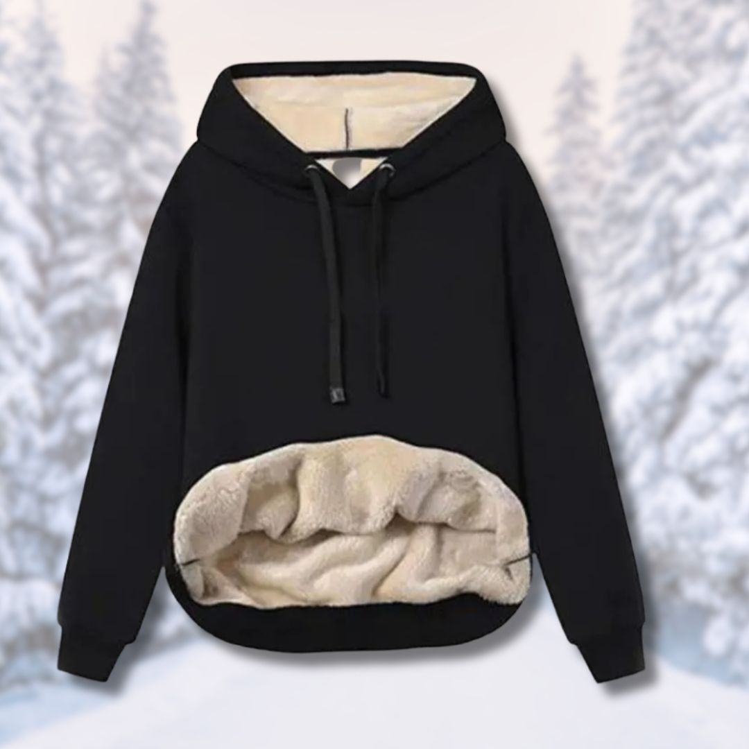 Fleece-Kapuzenpullover mit langen Ärmeln und Taschen von Fudus