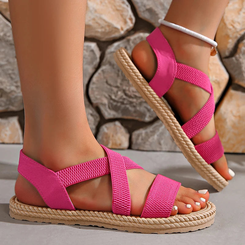 MODEGEIST Damen Espadrilles Sandalen geflochten verstellbar atmungsaktiv