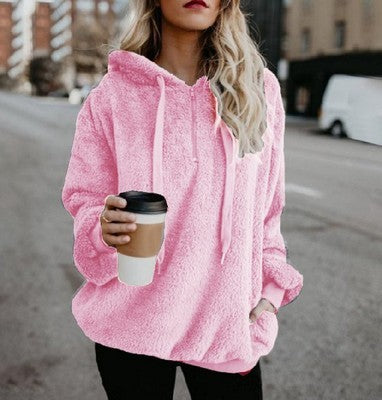 Damen Fleece-Sweatshirt mit Kapuze von Fudus