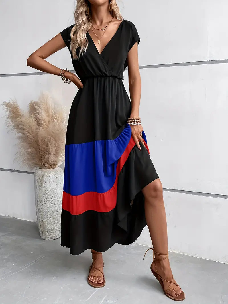 Clara: Mehrfarbiges Plissee Kleid