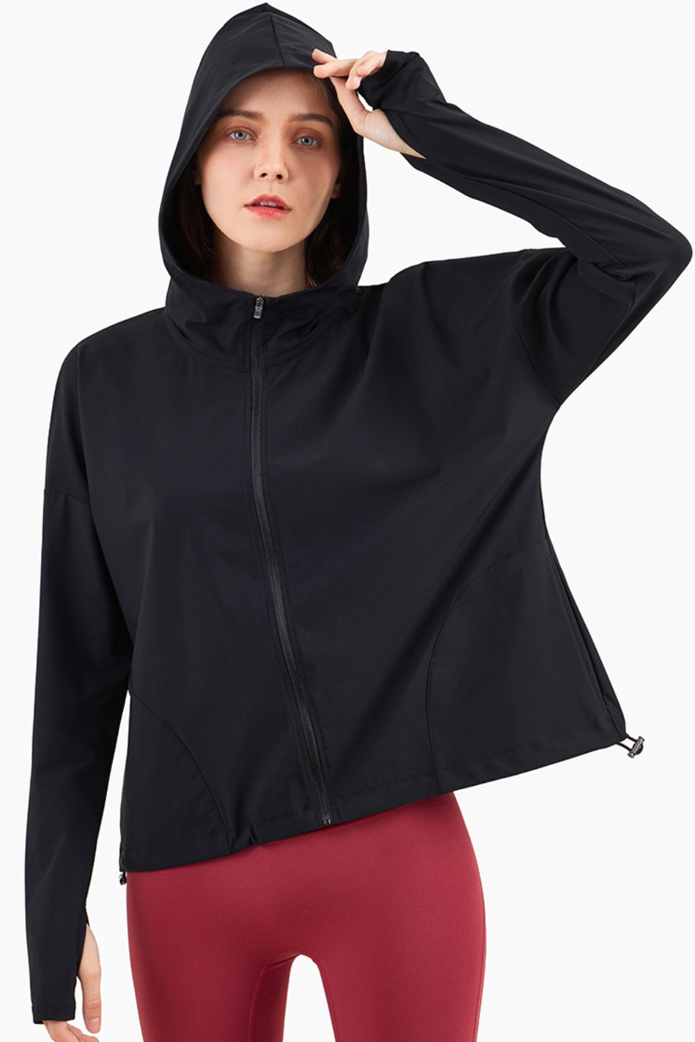 ModeGeist | Daumenloch-Ärmel Kapuzen Sportjacke