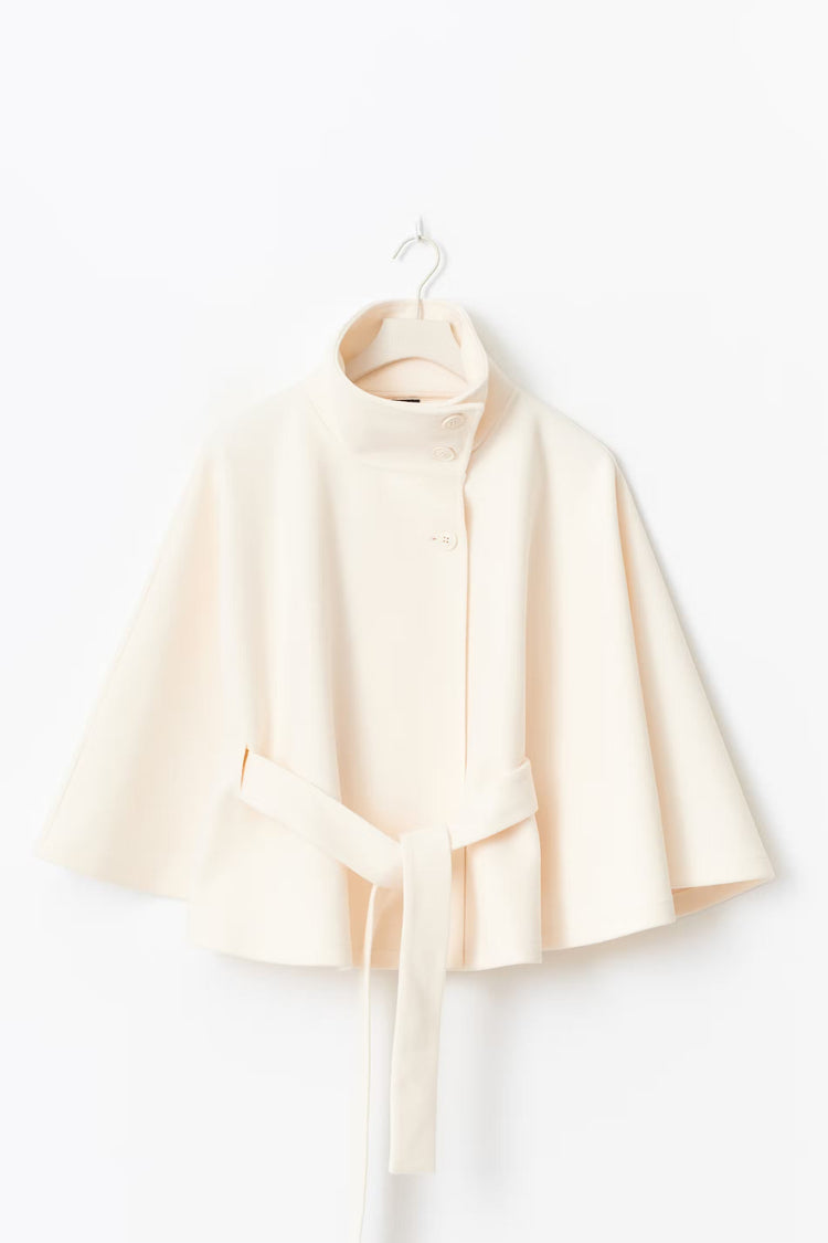 ModeGeist | Hoher Kragen Gürtelmantel Elegante Minimalistische Oberbekleidung