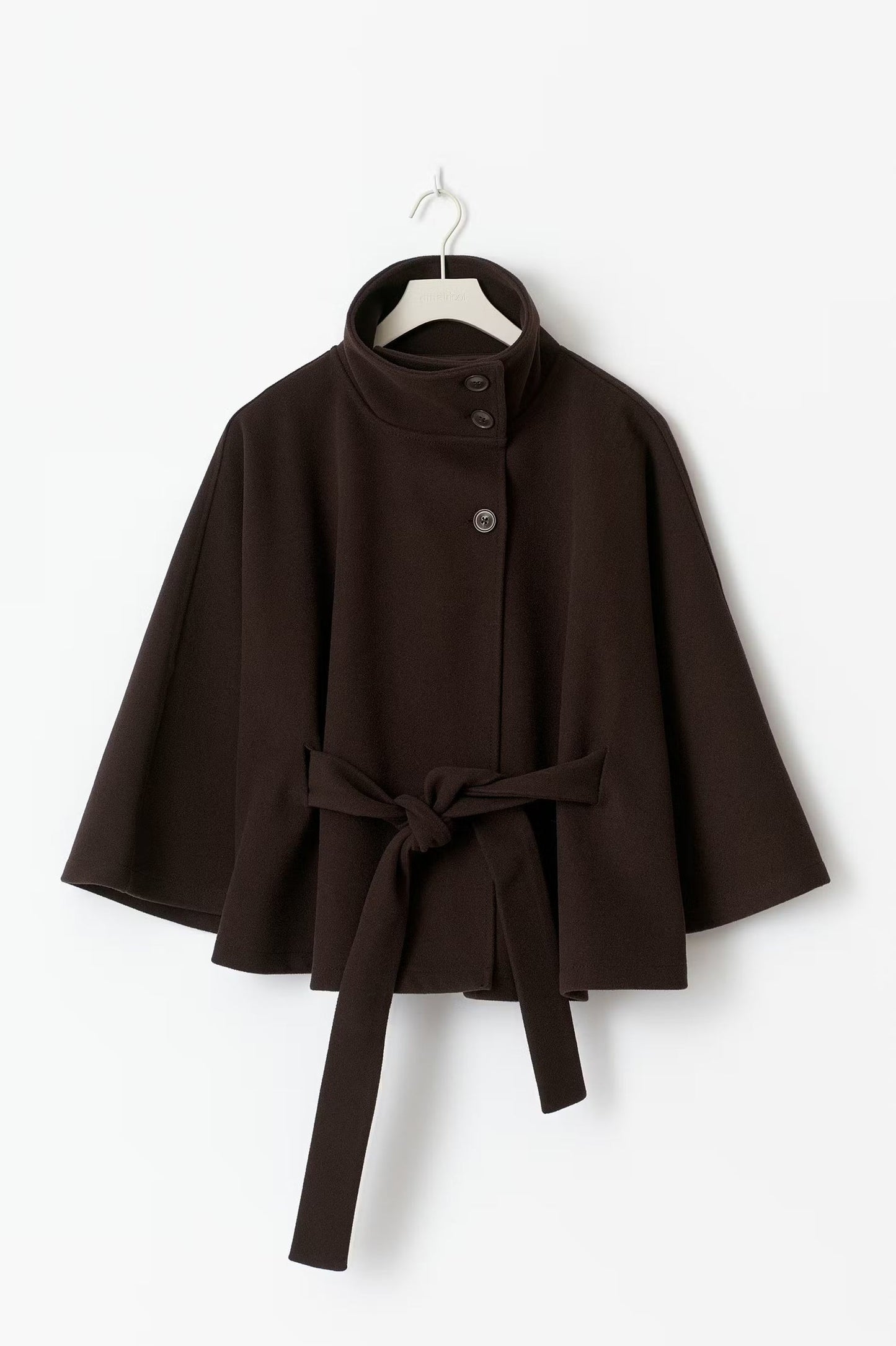 ModeGeist | Hoher Kragen Gürtelmantel Elegante Minimalistische Oberbekleidung