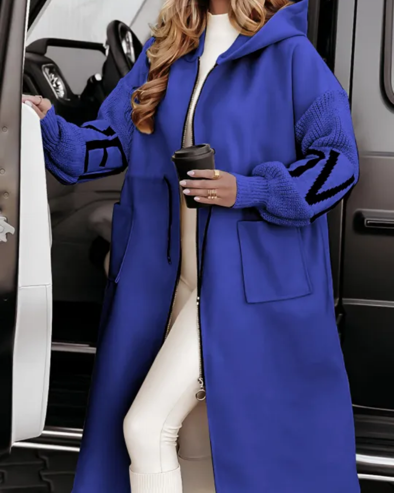 ModeGeist | Freizeit-Hoodie mit Gestrickten Ärmeln
