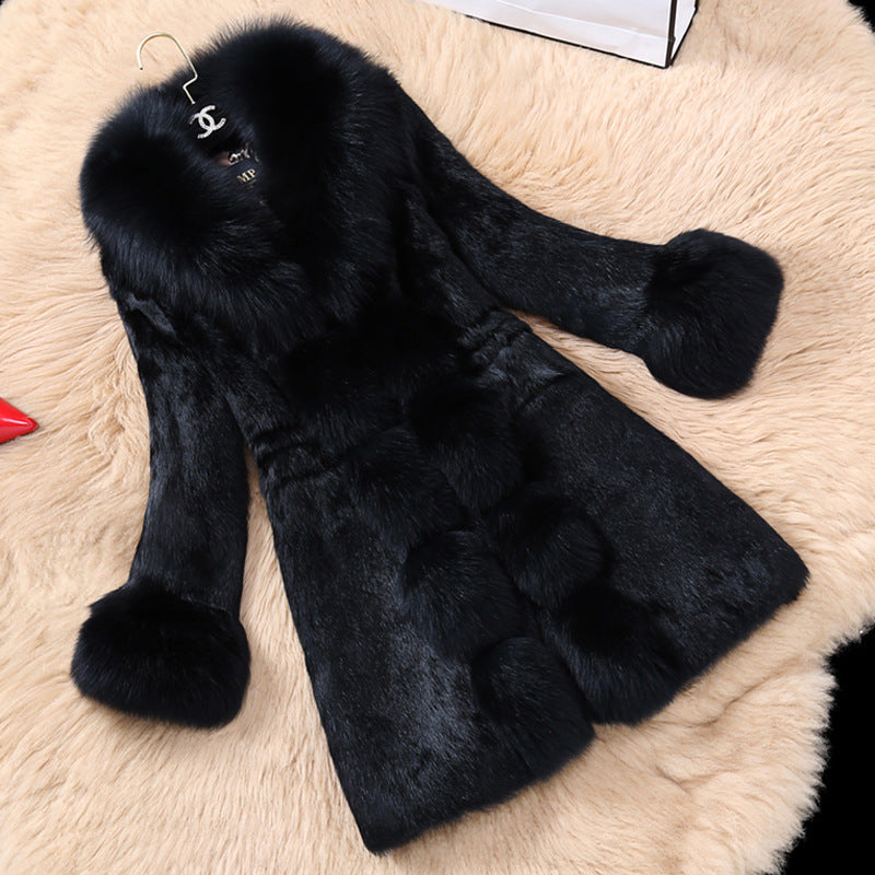 Damen eleganter Kunstfellmantel mit luxuriösem Kragen ModeGeist