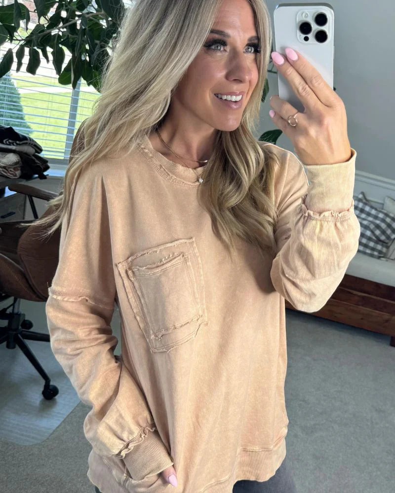 BIRGIT Oversized Pullover in Used Look