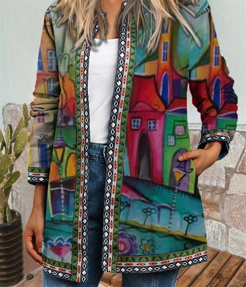ModeGeist | Boho Jacke mit Farbenfrohem Muster
