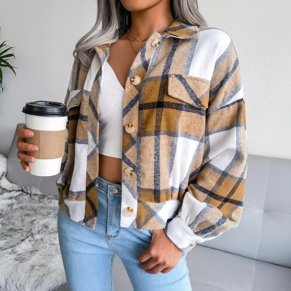 ModeGeist | Damen Sommerjacke mit Kariertem Muster, Schick und Bequem
