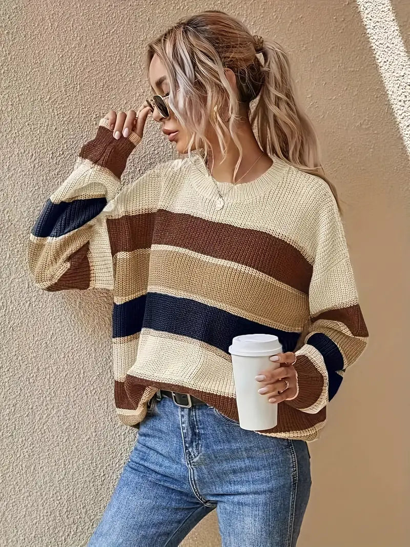 ModeGeist | Farbblock Rundhalsausschnitt Pullover