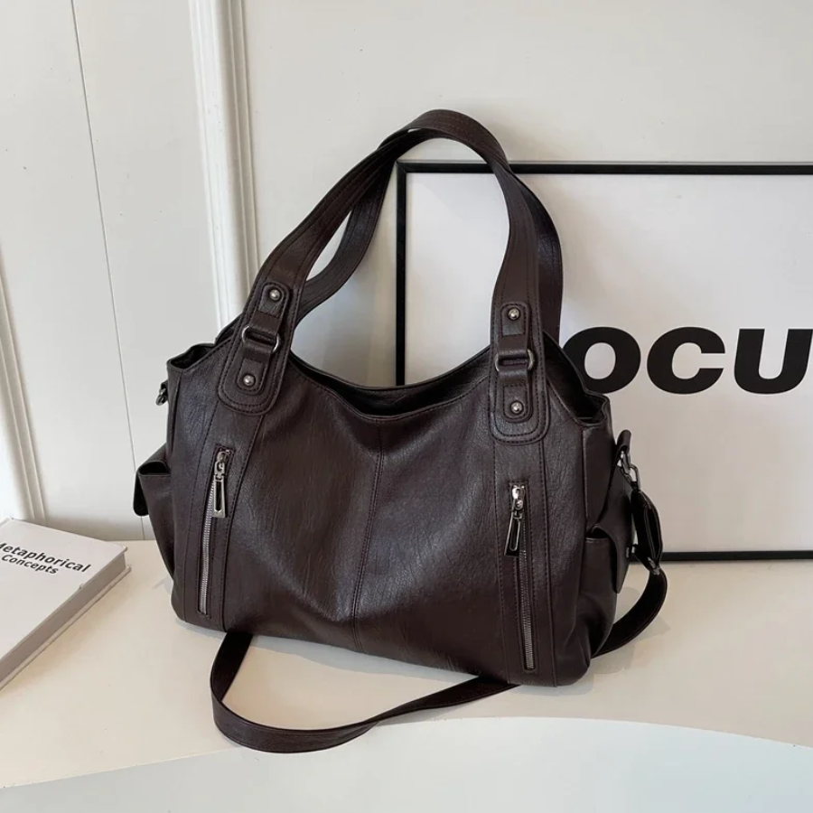 ModeGeist | Stilvolle Lederhandtasche Mit Reißverschluss