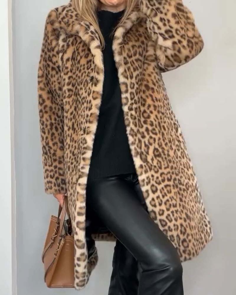 ModeGeist | Leoparden Lange Weiche Jacke