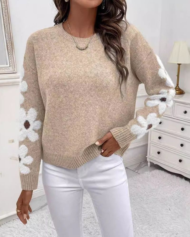 ModeGeist | Strickpullover mit Floralem Muster