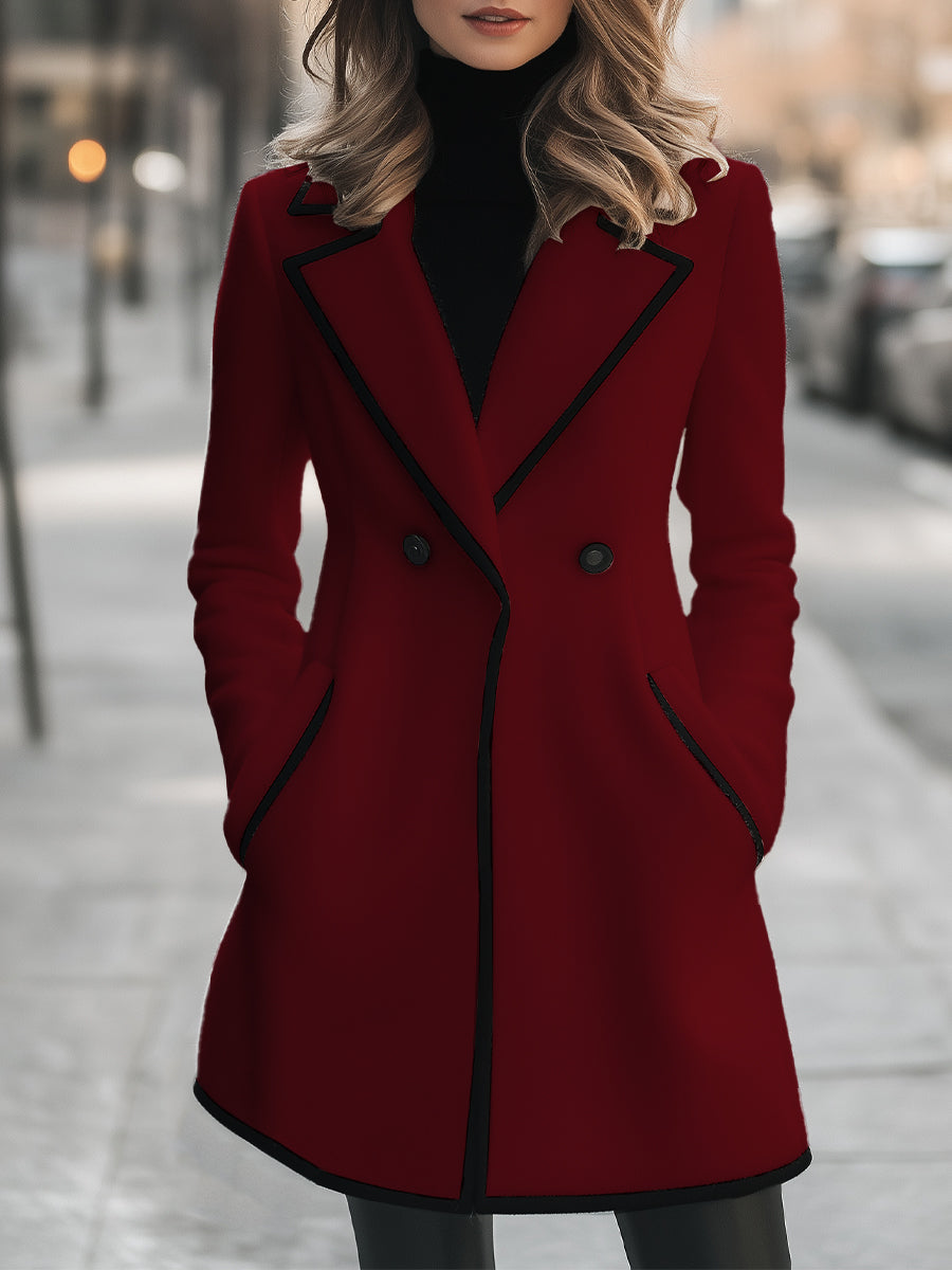 ModeGeist | Weiße Damenjacke Mit Schwarzen Paspeln