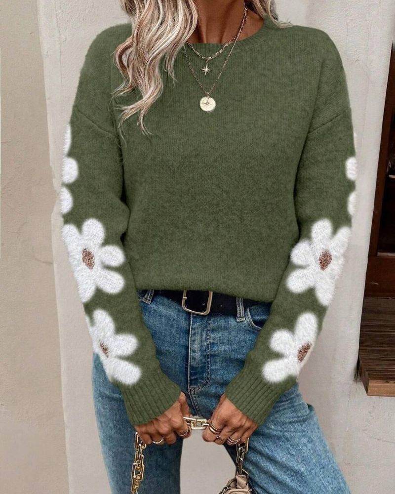 ModeGeist | Strickpullover mit Floralem Muster