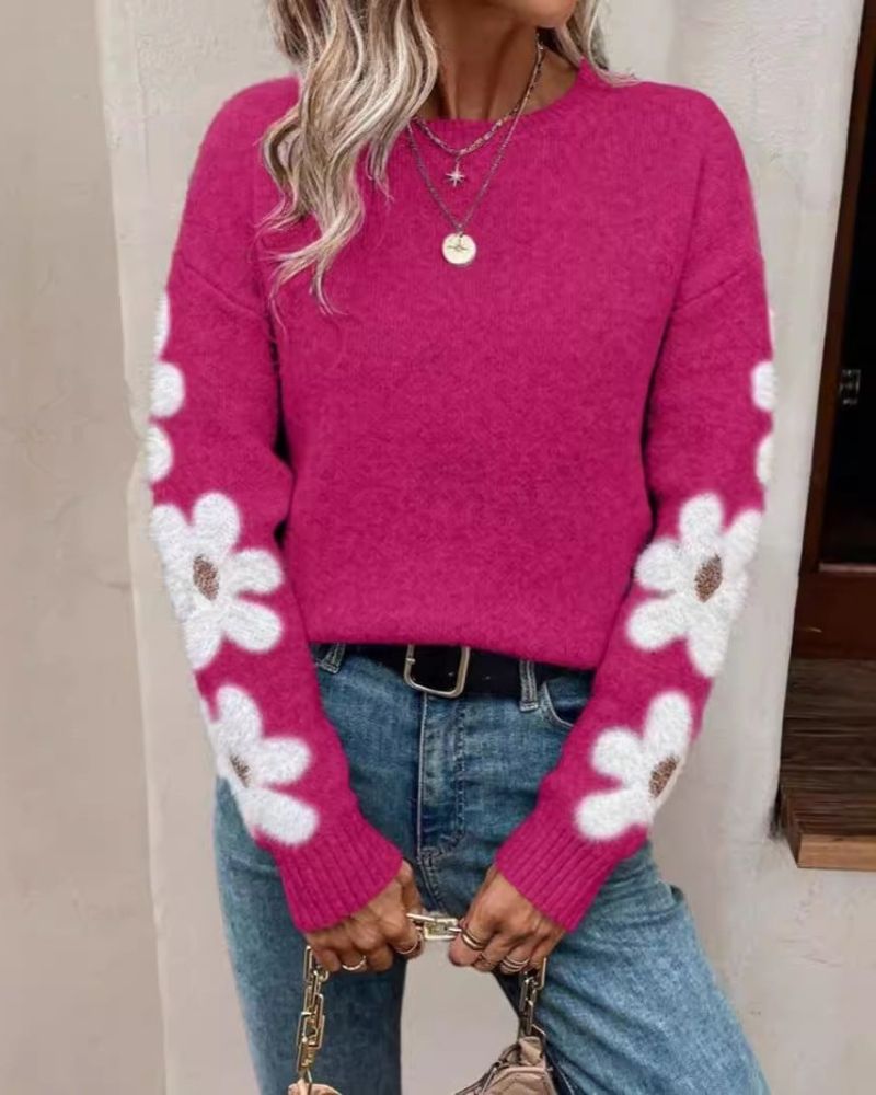 ModeGeist | Strickpullover mit Floralem Muster