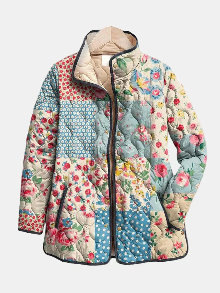 MODEGEIST Damen Gesteppte Jacke Blumenmuster Leicht Isoliert