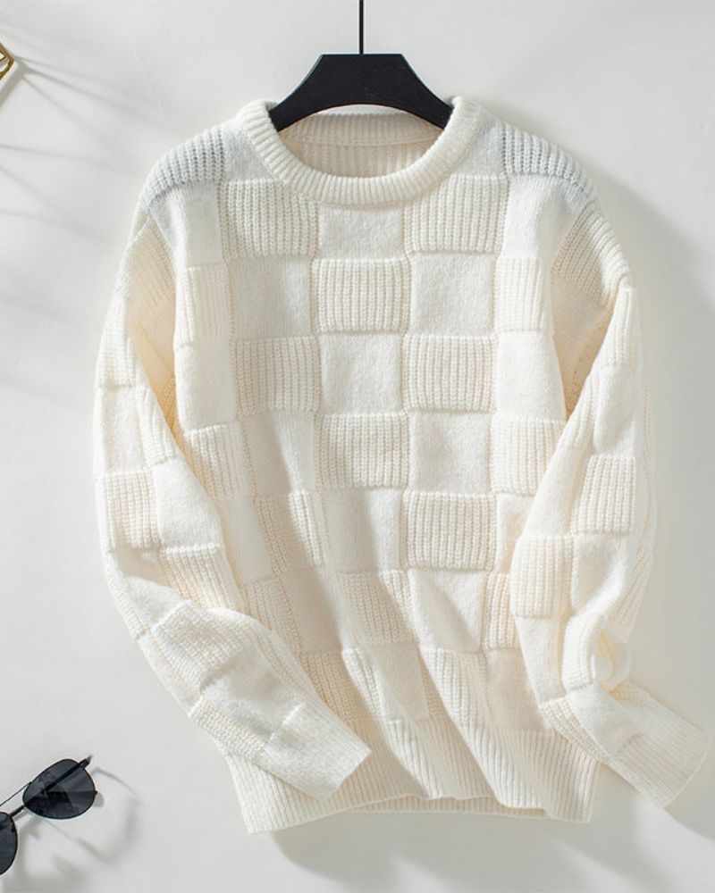 ModeGeist | Grober Strickpullover mit Karomuster