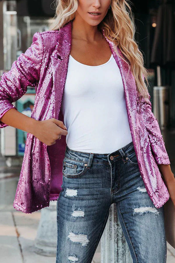 ModeGeist | Blazer mit Revers und Pailletten