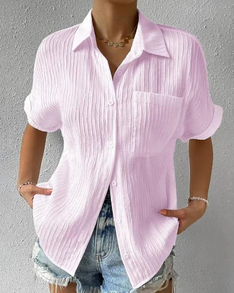 Bequeme Bluse von Bonafita Meritt mit kurzen Ärmeln und Hemdkragen
