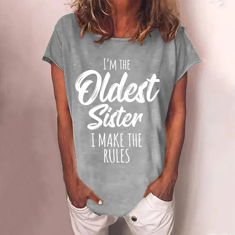 Cosima Rundhals-T-Shirt mit Buchstabenprint