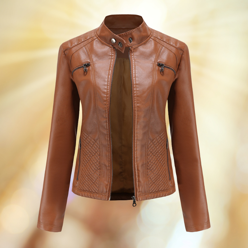 ModeGeist | Bequeme Leder Übergangsjacke für Frauen