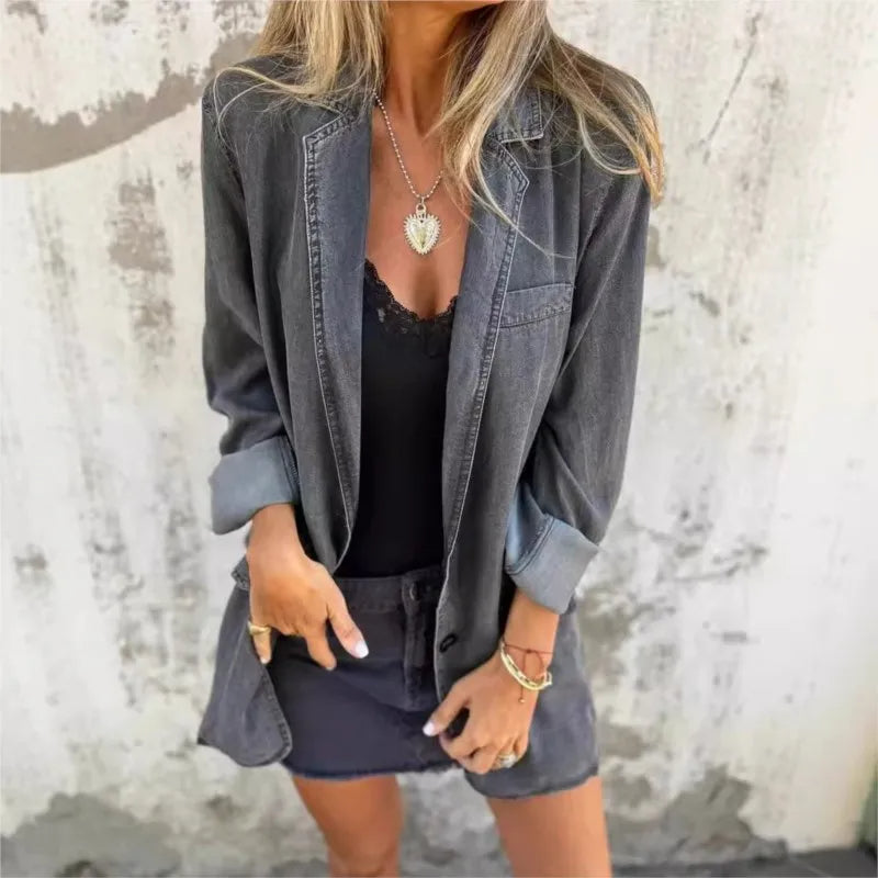 JUNA: Oversized Denim Blazer