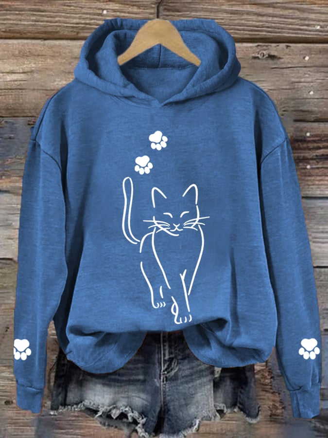 Damen-Katzenpullover im Lockeren Schnitt
