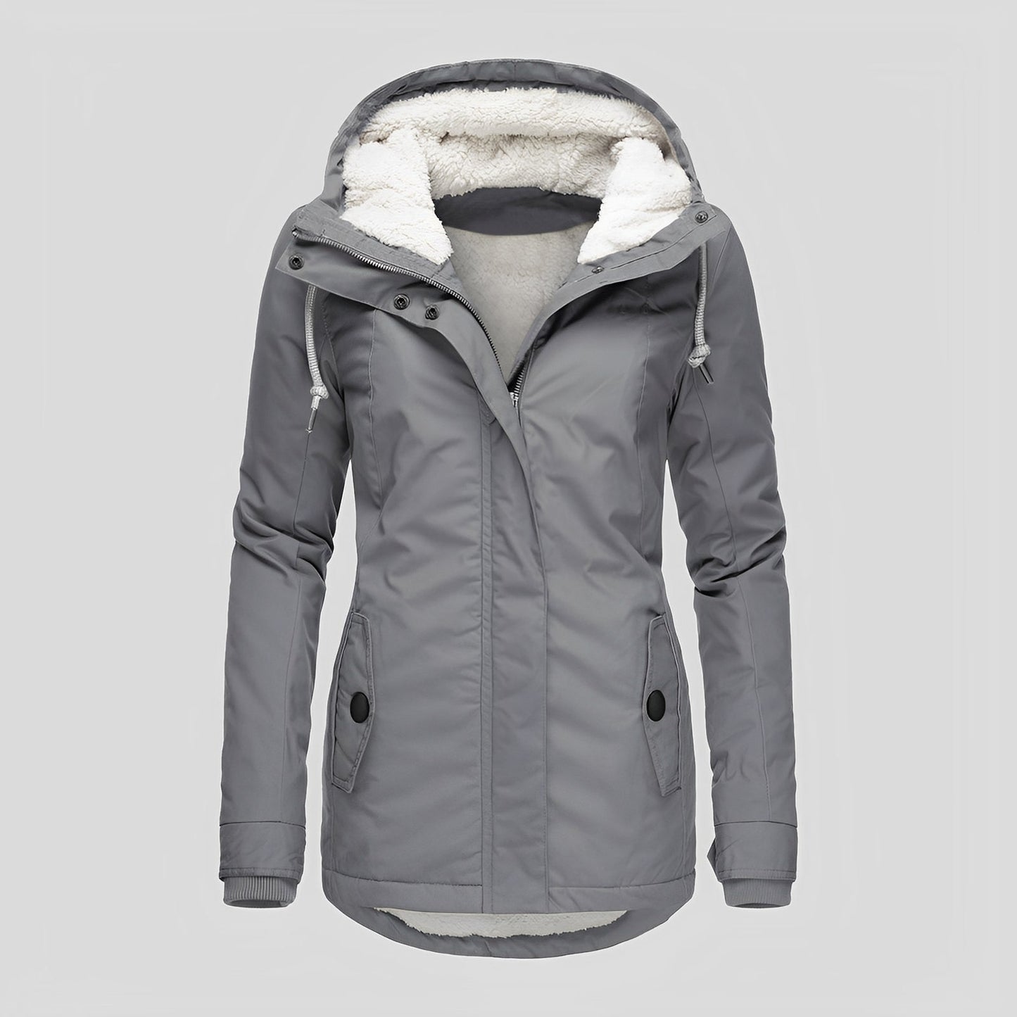 ModeGeist | Warmer Plissierte Jacke mit Kapuze für Frauen